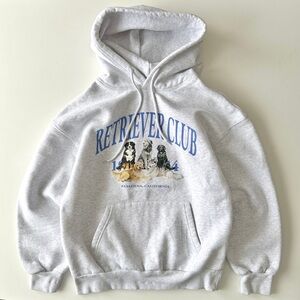 Retriever Club Dog Hoodie Print Women's Gray Sweatshirt Size Small